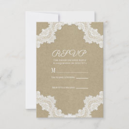 Elegante Rustikale Romance White Lace & Kraft UAWG RSVP Karte