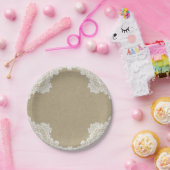 Elegante rustikale Romance White Lace & Kraft Wedd Pappteller (Party)