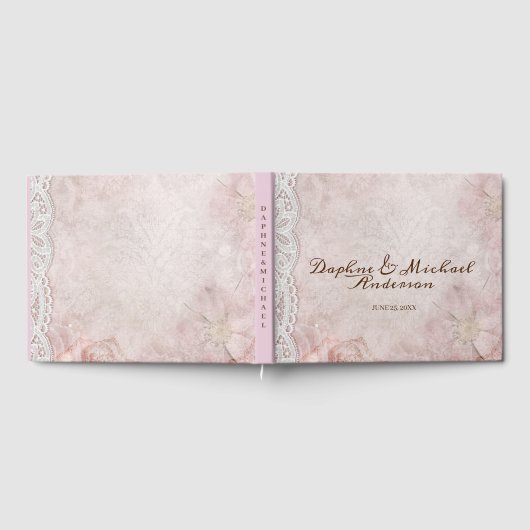 Elegante rustikale rosa Hochzeit Moderne, einfache Gästebuch (Voll)
