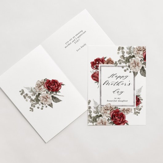 elegante rustikale Rose glücklich Mutter Tageskart Karte