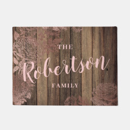 Elegante rustikale Rose Gold Blumenholzdruck Fußmatte
