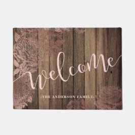 Elegante rustikale Rose Goldholz-Print-Brauch will Fußmatte