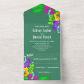 Elegante rustikale Rose Hochzeit der Grünen Blumen All In One Einladung (Innen Boden)