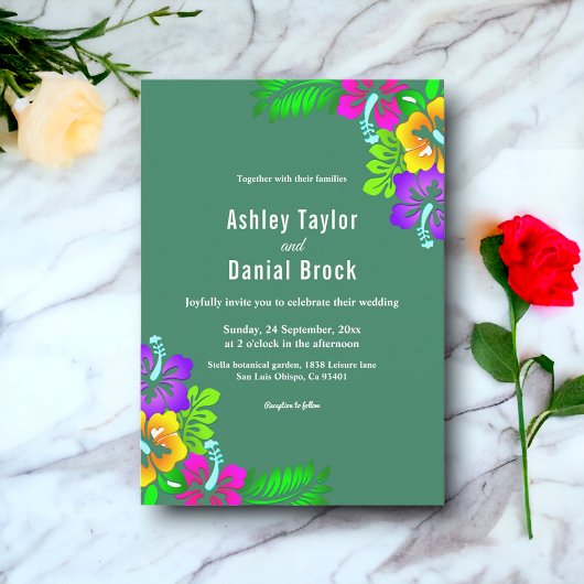 Elegante rustikale Rose Hochzeit der Grünen Blumen Einladung