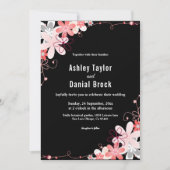 Elegante Rustikale Rose Schwarze Flora Hochzeit Einladung (Vorderseite)