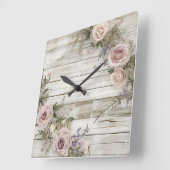 Elegante Rustikale Rose Wall Clock Quadratische Wanduhr (Winkel)