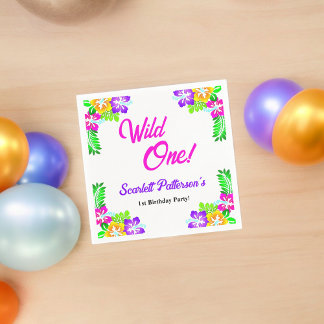 Elegante rustikale Rose Wild One Floral 1. Geburts Serviette