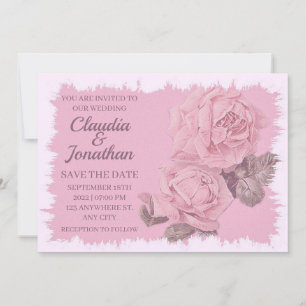 Elegante rustikale Rosengarten Hochzeit mit Blumen Save The Date