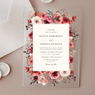 Elegante Rustikale Rote Hochzeit im Herbst Acryleinladungen