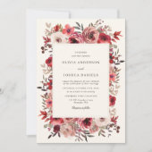 Elegante Rustikale Rote Hochzeit im Herbst Einladung (Vorderseite)