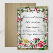 Elegante Rustikale Rote Rosen Empfang Card Einladung (Vorne/Hinten)