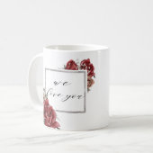 Elegante rustikale Rote Rosen glücklich Muttertag Kaffeetasse (Vorderseite Links)
