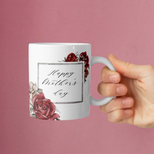 Elegante rustikale Rote Rosen glücklich Muttertag Kaffeetasse
