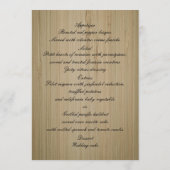 Elegante rustikale Rote Rosen Hochzeitskarte Menükarte (Rückseite)