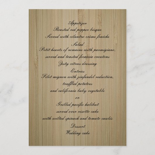 Elegante rustikale Rote Rosen Hochzeitskarte Menükarte (Rückseite)