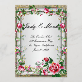 Elegante rustikale Rote Rosen Hochzeitskarte Menükarte