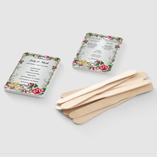 Elegante rustikale Rote Rosen Hochzeitsprogramm Fa Fächer (Non-assembled)