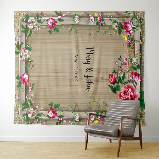 Elegante rustikale Rote Rosen im Hintergrund eines Wandteppich (Beispiel (Horizontal))