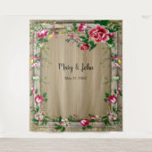 Elegante rustikale Rote Rosen im Hintergrund eines Wandteppich (Vorderseite)