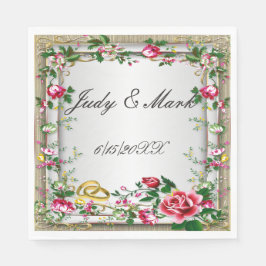 Elegante rustikale Rote Rosen Papier Napkins Serviette