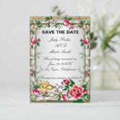 Elegante rustikale Rote Rosen Save the Date Karte (Stehend Vorderseite)
