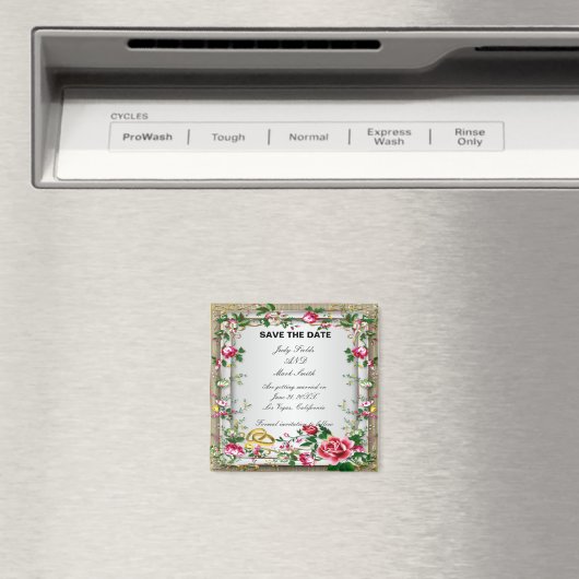 Elegante rustikale Rote Rosen speichern das Datums Magnet (In Situ (Geschirrspüler))