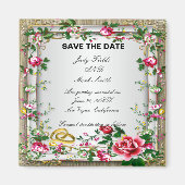 Elegante rustikale Rote Rosen speichern das Datums Magnet (Vorne)