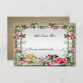 Elegante rustikale Rote Rosen TafelPlatzkarte Einladung (Vorne/Hinten)