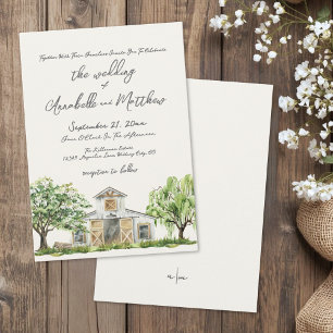 Elegante rustikale Scheunenhochzeit auf dem Lande Einladung