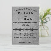 Elegante rustikale, schwarz-graue Betonhochzeit Einladung (Stehend Vorderseite)