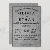 Elegante rustikale, schwarz-graue Betonhochzeit Einladung (Vorne/Hinten)