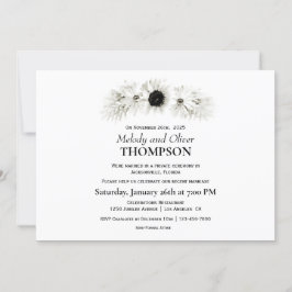 Elegante rustikale Schwarz-Weiß-Blumen-Hochzeit Einladung