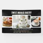 Elegante Rustikale Schwarz-weiße Bäckerei Banner (Horizontal)