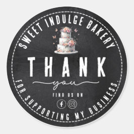 Elegante rustikale Schwarz-weiße Bäckerei Danke Runder Aufkleber