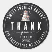 Elegante rustikale Schwarz-weiße Bäckerei Danke Runder Aufkleber (Vorderseite)