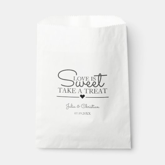 Elegante rustikale Script-Liebe ist Sweet Wedding Geschenktütchen (Vorderseite)