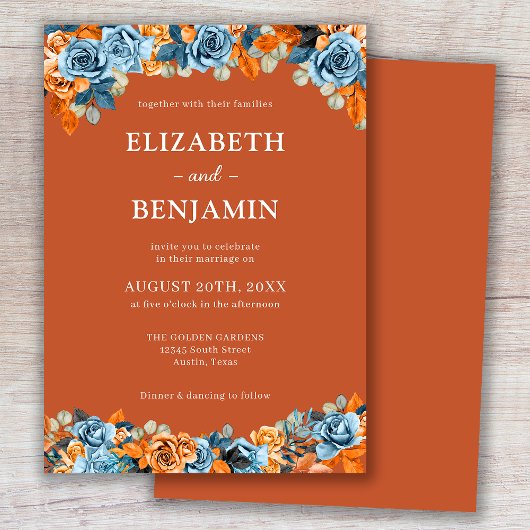 Elegante Rustikale Seenot Terracota Hochzeit Einladung