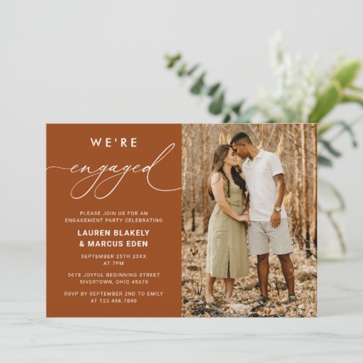 Elegante rustikale Skriptbindungspartei Einladung (Stehend Vorderseite)