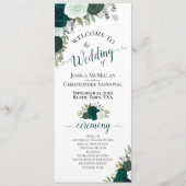 Elegante rustikale Smaragdgrüne Rose Hochzeit Programm (Vorderseite)