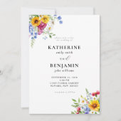 Elegante Rustikale Sommerblumenhochzeit Einladung (Vorderseite)