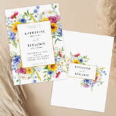 Elegante Rustikale Sommerblumenhochzeit Einladung