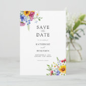 Elegante Rustikale Sommerblumenhochzeit Save The Date (Stehend Vorderseite)