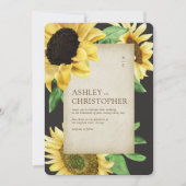 Elegante Rustikale Sonnenblume Black All-in-One Ho Einladung (Vorderseite)