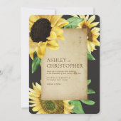 Elegante Rustikale Sonnenblume Black All-in-One Ho Einladung (Vorderseite)
