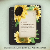 Elegante Rustikale Sonnenblume Black All-in-One Ho Einladung