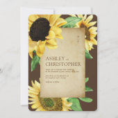 Elegante Rustikale Sonnenblume Braun Hochzeit Einladung (Vorderseite)