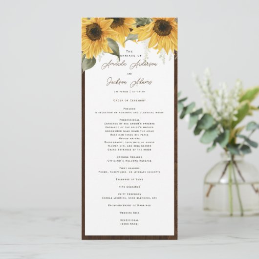 Elegante rustikale Sonnenblume, Hochzeit auf dem L Programm (Stehend Vorderseite)