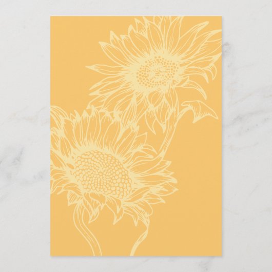 Elegante rustikale Sonnenblume, Hochzeitsmenü Menükarte (Rückseite)