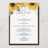 Elegante rustikale Sonnenblume, Hochzeitsmenü Menükarte (Vorderseite)