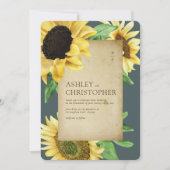 Elegante Rustikale Sonnenblume Schiefergraue Hochz Einladung (Vorderseite)